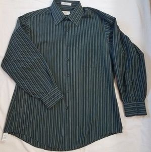 Dark, striped button up shirt